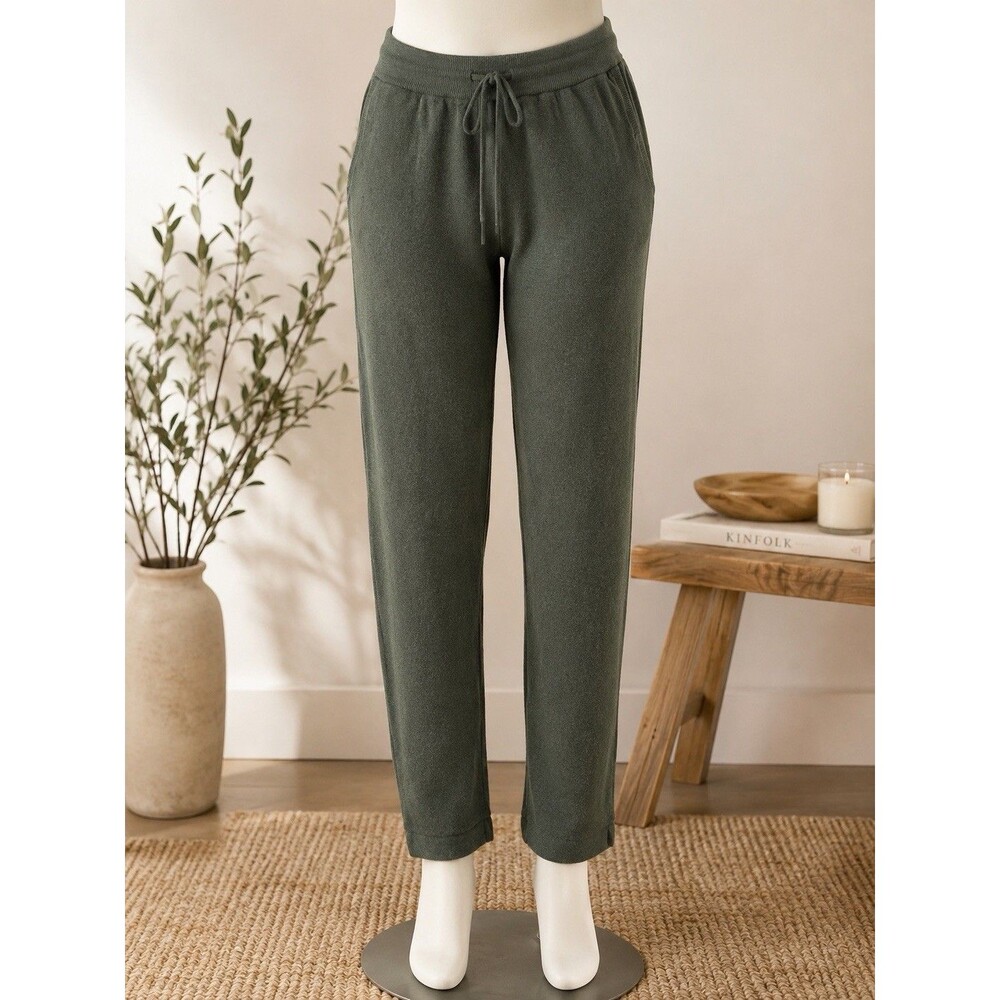 Quince 100% Mongolian Cashmere Olive Green Lounge Jogger Pants Size Large